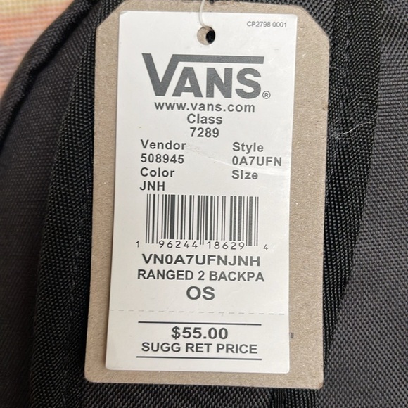 VANS Ranged 2 Backpack Black Women Men’s Casual School Student NWT - Picture 6 of 16